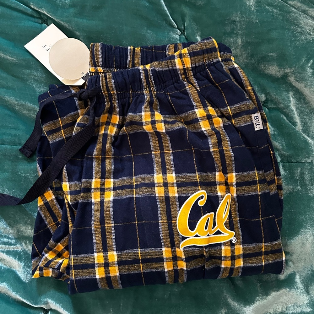 Cal bears Navy and Gold Plaid Pajama Pants with logo